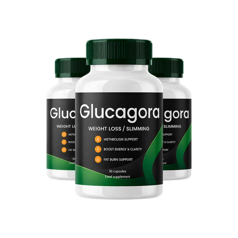 Glucagora — drei Dosen nebeneinander, je 30 Kapseln